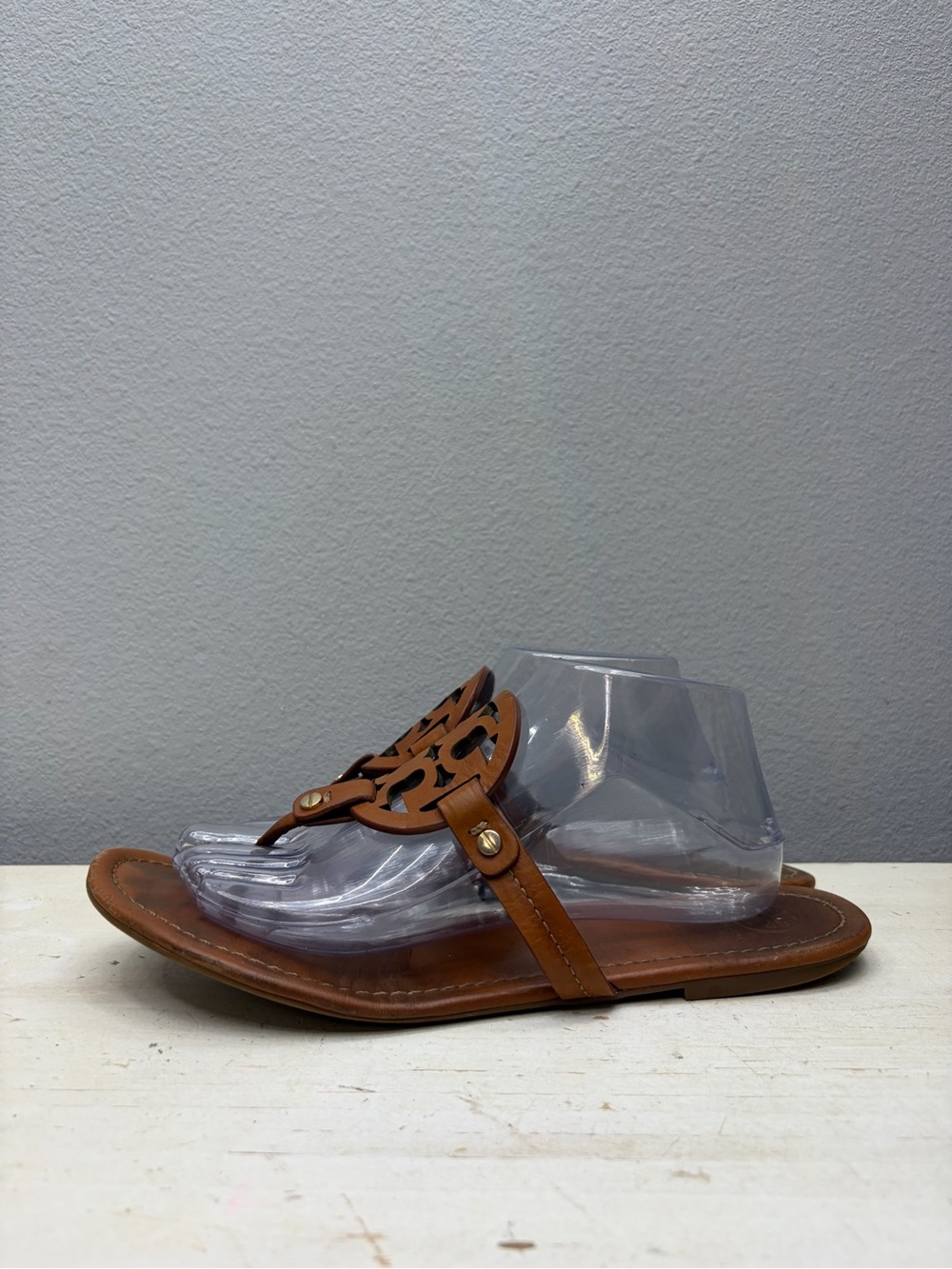 Tory Burch Brown Leather Miller Thong Sandals Size 11